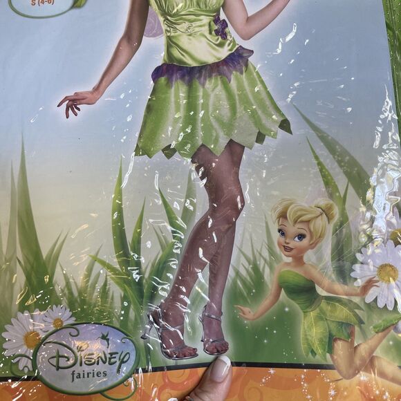 Disguise Disney Womens Tinker Bell Green & Purple Dress Costume Small (4-6) - Picture 3 of 5
